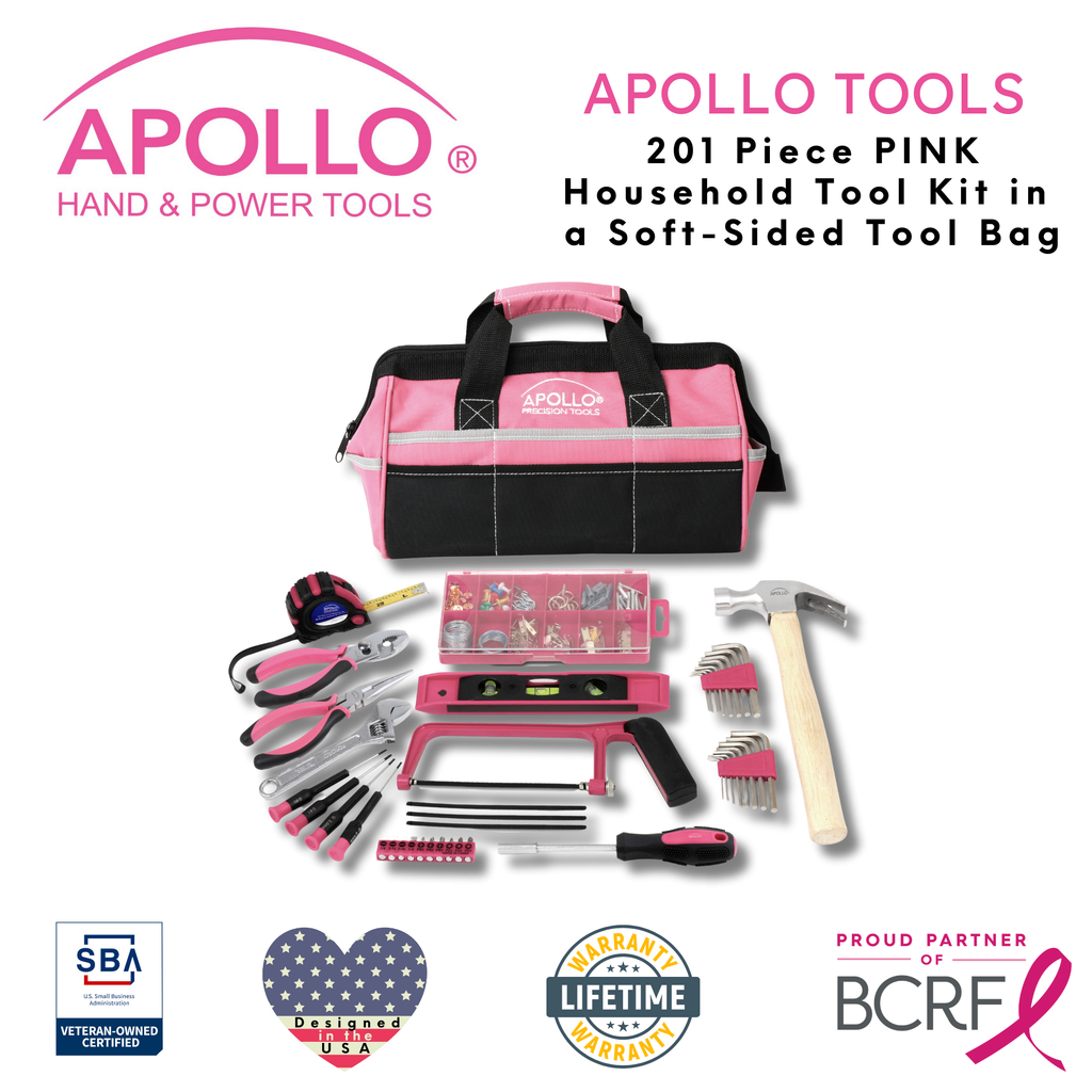 201 Piece Household Tool Kit in a Soft-Sided Tool Bag Pink - DT0020P