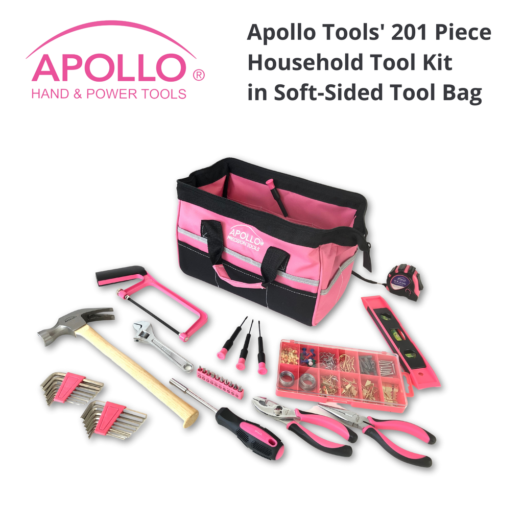 201 Piece Household Tool Kit in a Soft-Sided Tool Bag Pink - DT0020P