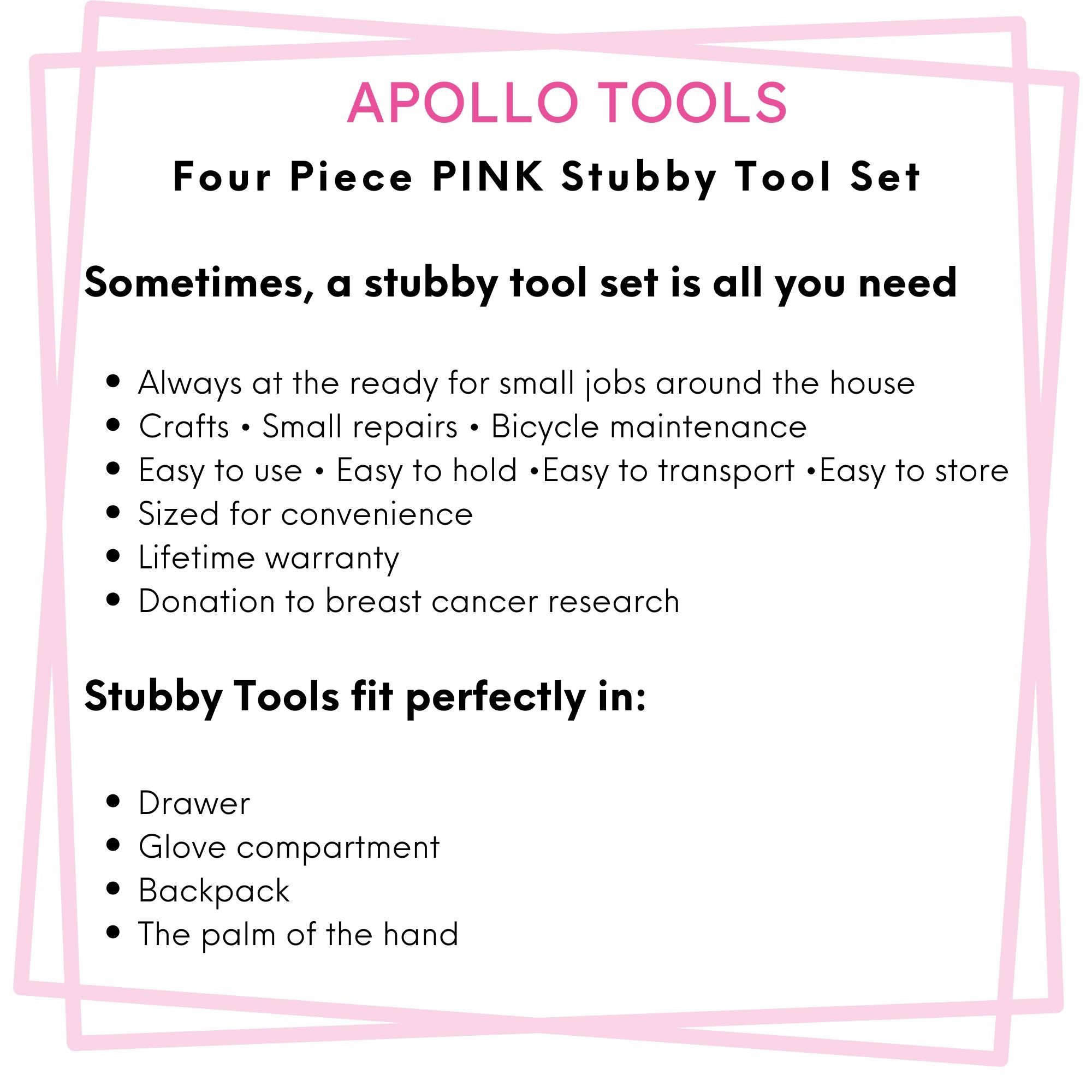 Four Piece Stubby Tool Set - Pink- DT0240P