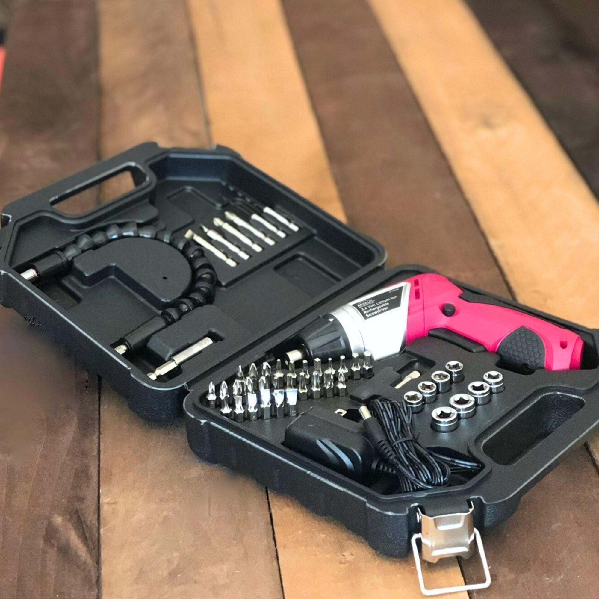 3.6 Volt Lithium-Ion Rechargeable Screwdriver with 45 Piece Accessory Set - Pink DT4944P