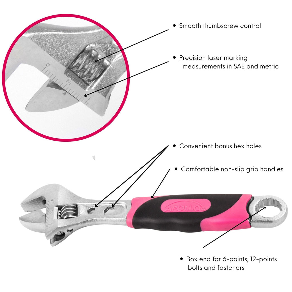 2 Adjustable Wrenches - Pink - DT5007P