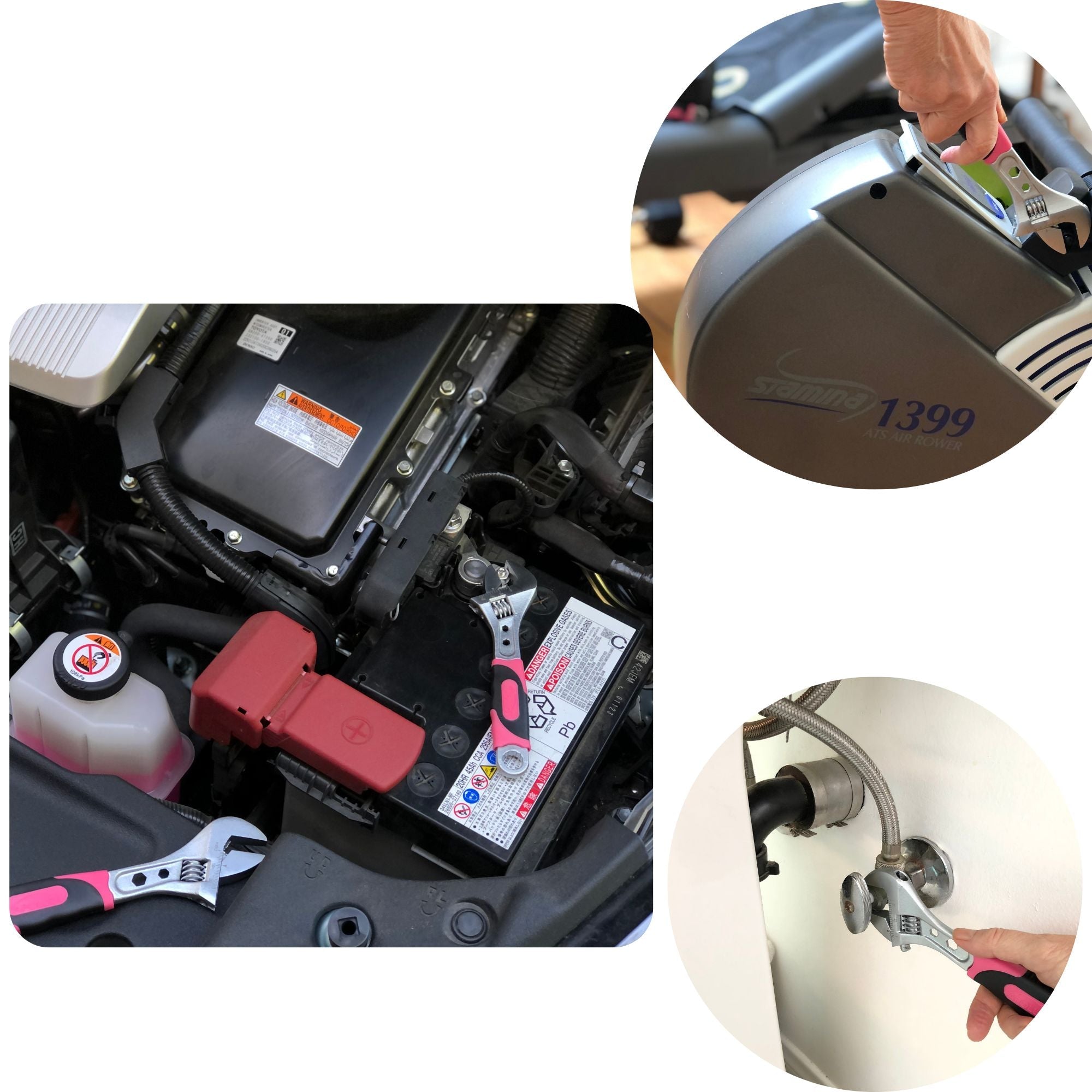 2 Adjustable Wrenches - Pink - DT5007P