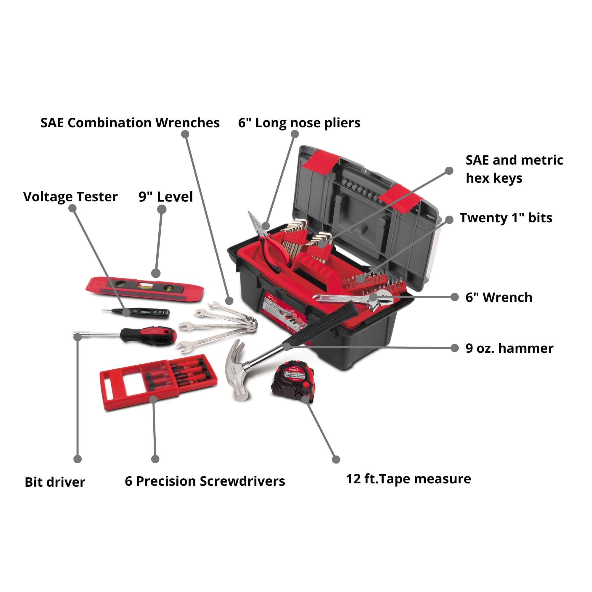 53 Piece Household Tool Kit with Tool Box - DT9773