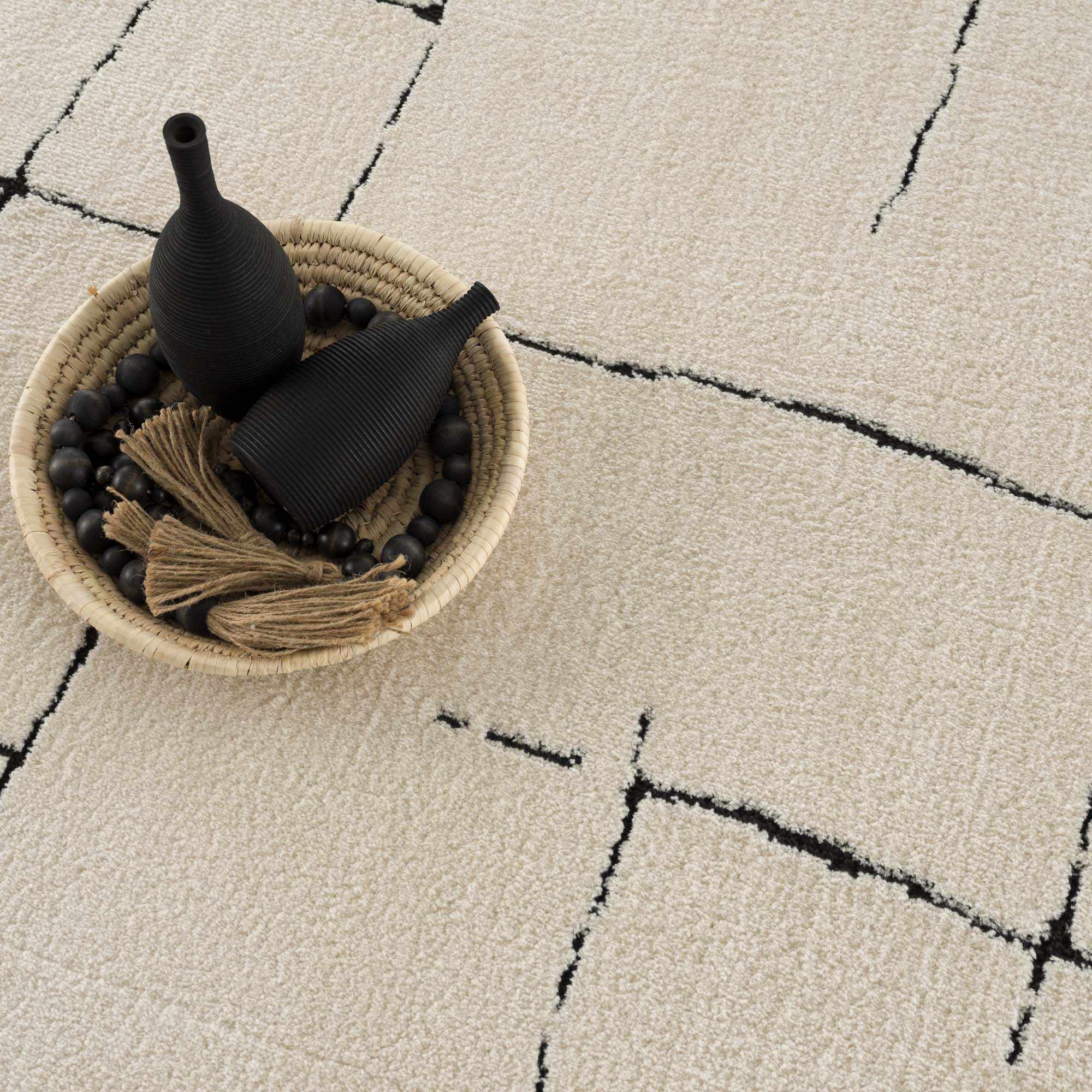 Koume Beige Maze Area Rug
