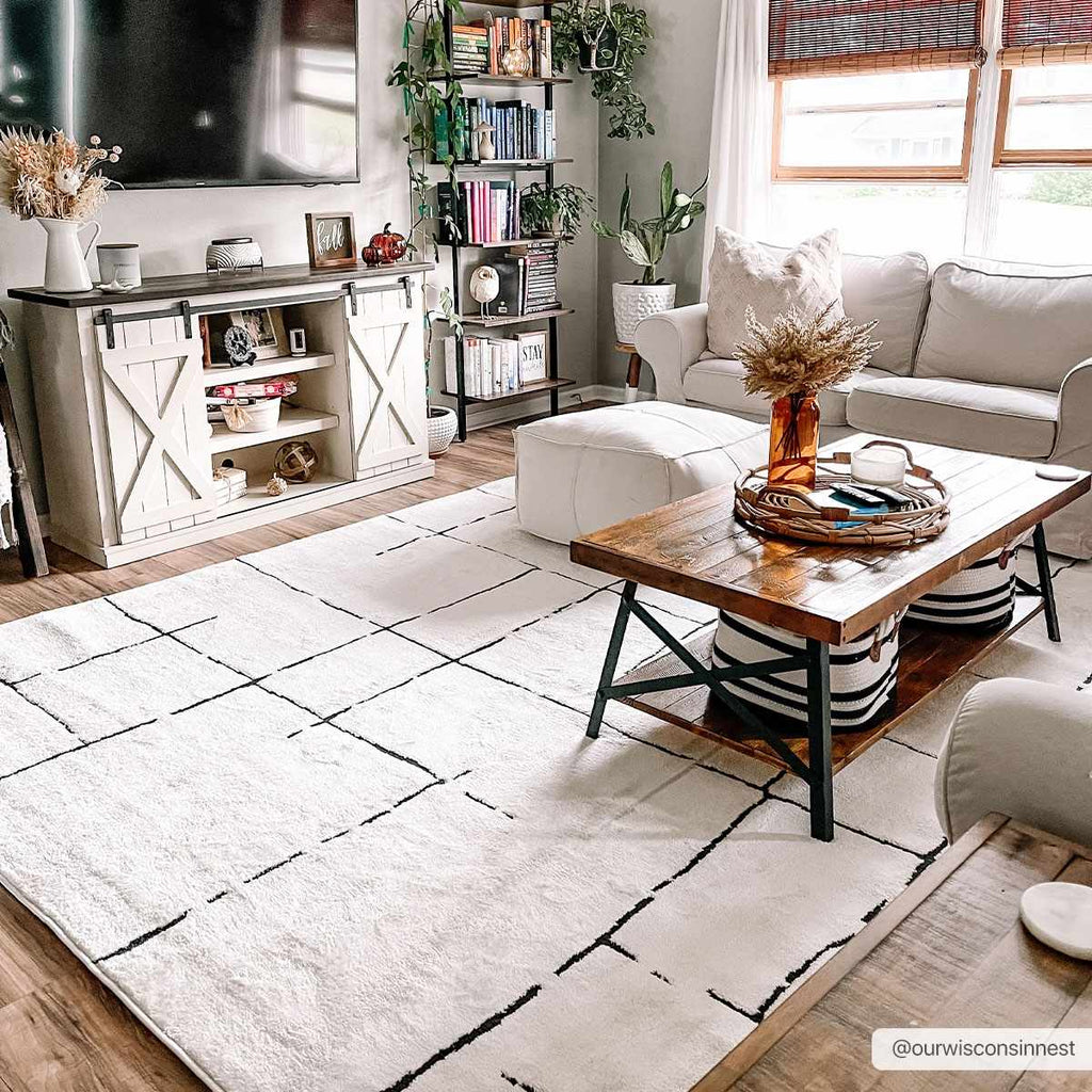 Koume Beige Maze Area Rug