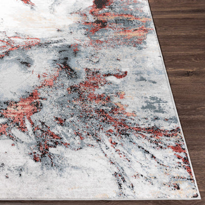 Kirkland Silver-Red Marble Rug